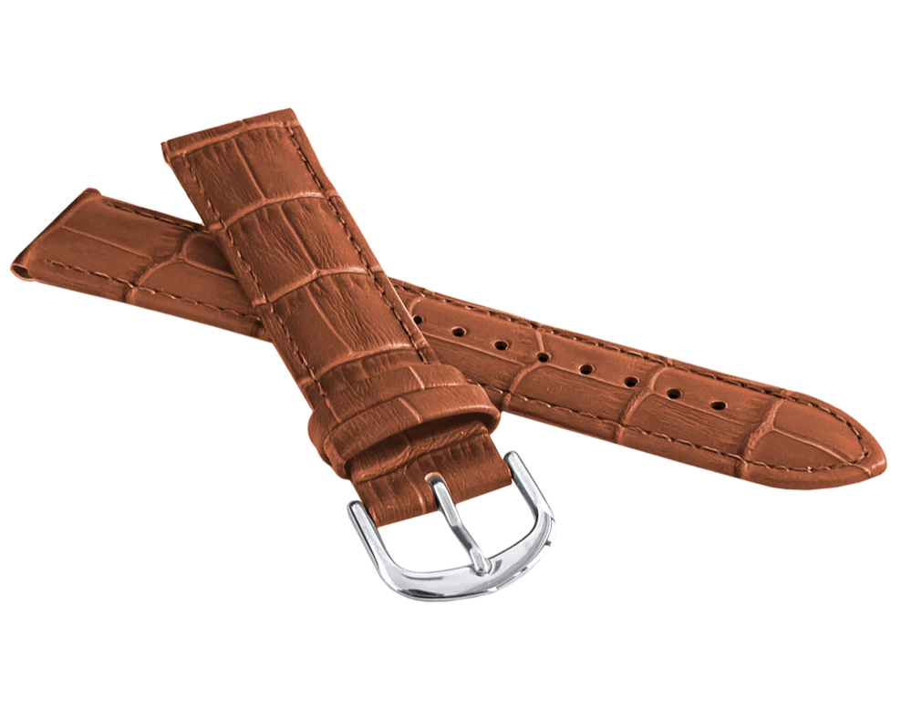 Světle hnědý prošitý řemínek CROCO - 14