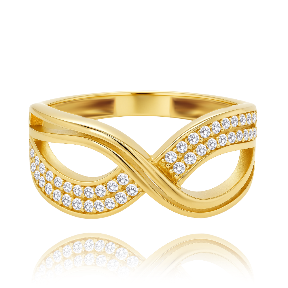MINET Luxusní zlatý prsten s bílými zirkony Au 585/1000 vel. 59 - 2,90g 