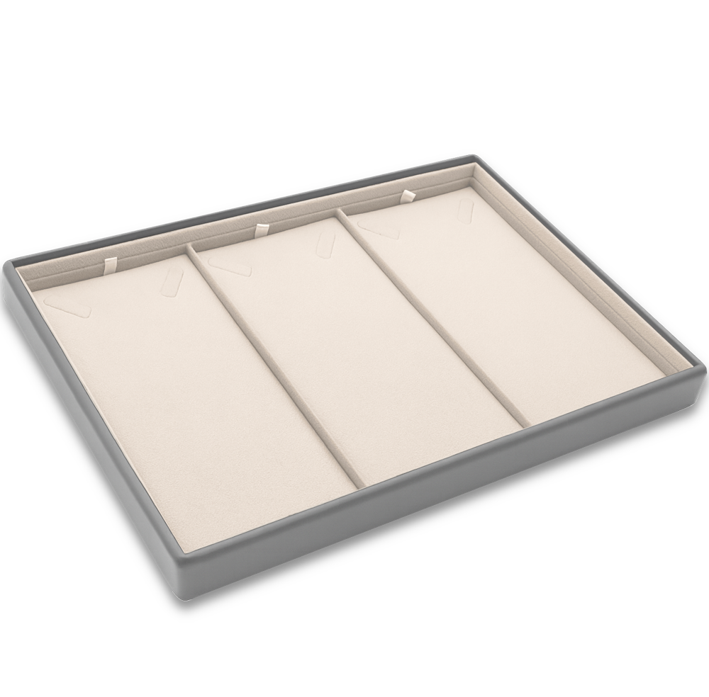 MINET Šedo-béžové prezentační plato na šperky - 3x náhrdelník - 31,5 x 22,5 cm