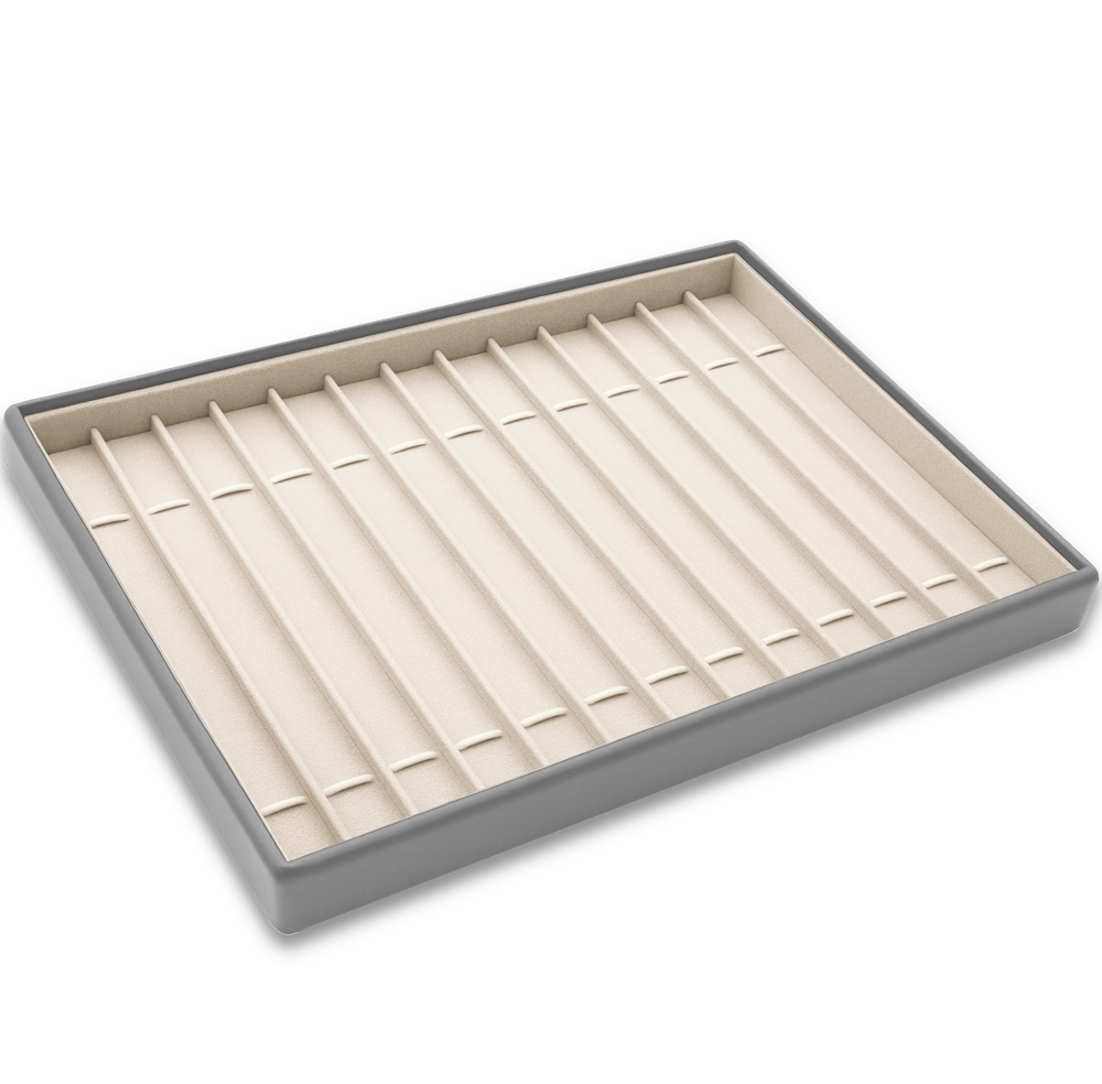 MINET Šedo-béžové prezentační plato na šperky - 14x náramek - 31,5 x 22,5 cm